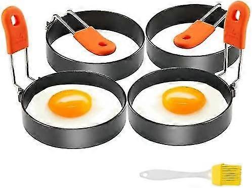 Egg Ring 4 Packs 2.95 Inch Egg Ring With Anti-scald Handle With Oil Brush Nonstick Coating Breakfast Tool For Egg Frying/shaping