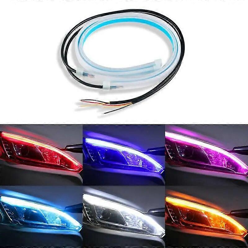 1pcs LED DRL Auto Tagfahrlicht Flexibel Wasserdicht Streifen Auto Scheinwerfer Weiß Blinker Brems Flow Lights 12V