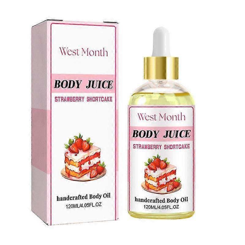 Body Juice Oil, زيت عصير الجسم برائحة الفراولة، زيت الفراولة شورت كيك للجسم، 120 مل زيت تدليك شد بشرة الجسم للنساء