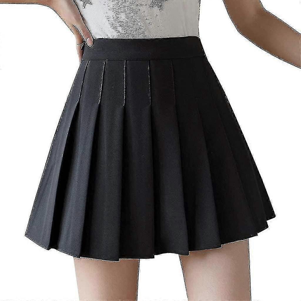 Femei cu talie înaltă fustă plisată simplă patinator tenis uniforme școlare A-line mini fustă căptușeală pantaloni scurți K