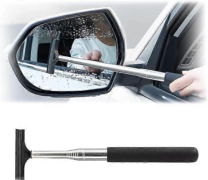 Telescopic scraper, for cars, retractable handle, mirror scraper, cleaning of mirrors and windows, extendable telescopic handle from 21 to 98 cm