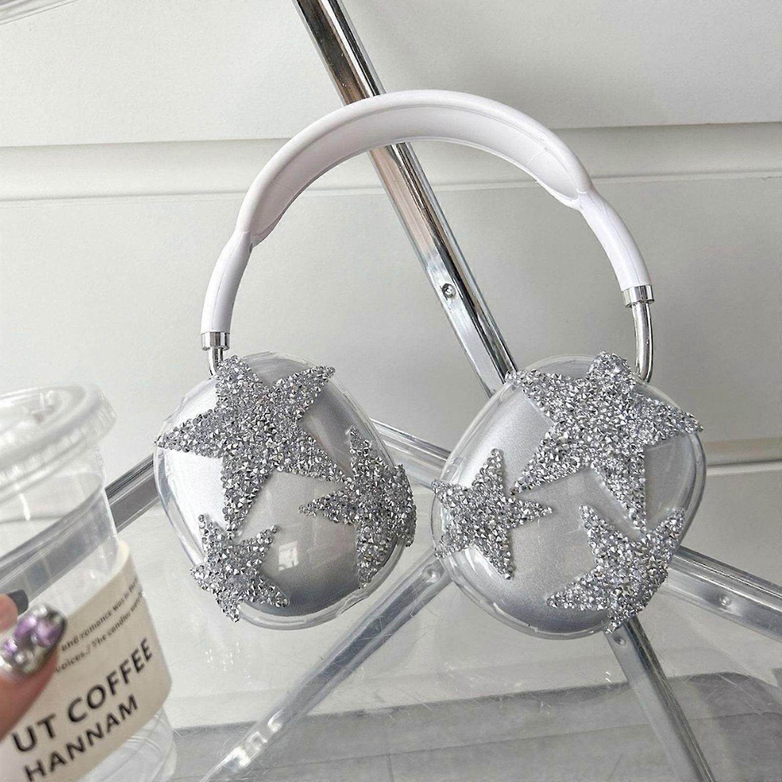 Glittering Bow Case Compatible with AirPods Max Rhinestones, Clear Sparkling Cute Soft TPU Cases for AirPods Max Protective Cover