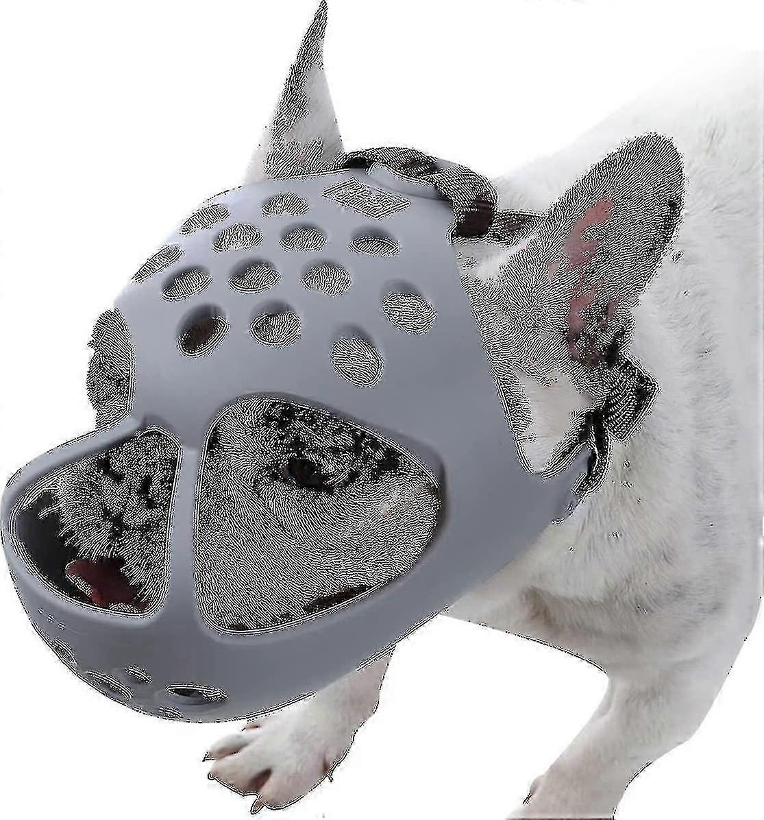 Short Snout Dog Muzzle,soft Silicone Adjustable Breathable Bulldog Muzzle For French Bulldog Shih Tzu And Pug For Biting Chewing Training