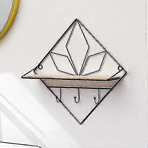 Wood And Metal Wall Shelf, Wood And Metal Wall Storage Shelf With Hooks, Industrial Floating Wa