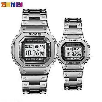 SKMEI Luxury Digital Lover Watches Stainless Stee Waterproof Clock Sports Electronoic Couple Wristwatch For Men Women