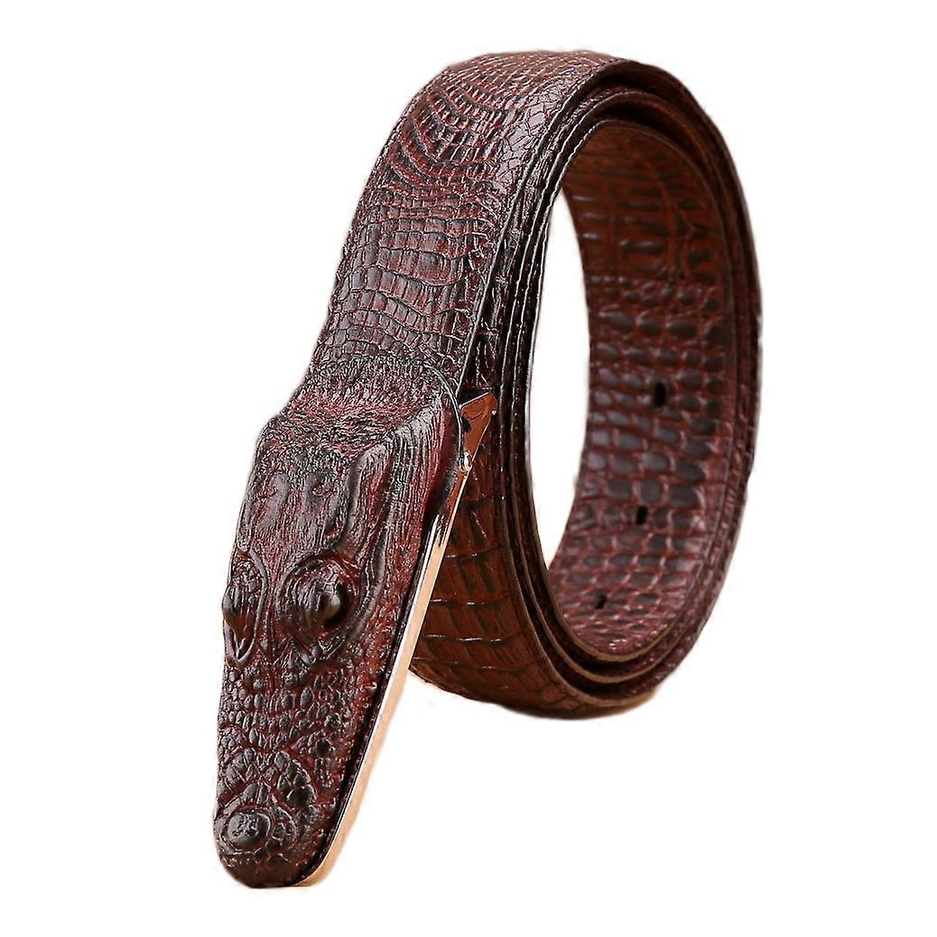 Antique Leather Crocodile Belts Cowskin Metal Buckle Belts