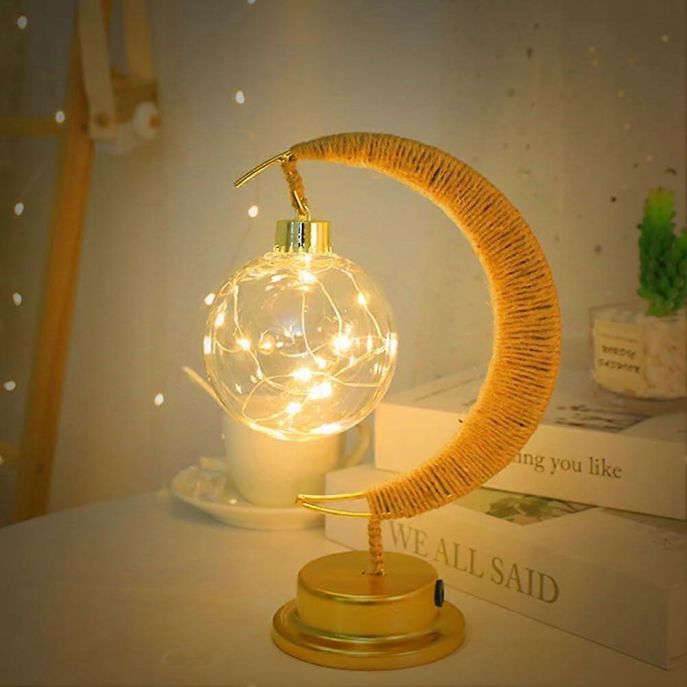 Lâmpada Lunar Encantada, Lâmpada de Mesa LED Estrela da Lua, Luz da Lua Alimentada por USB e Bateria, Decorações do Ramadã Luz Noturna, Presente para Crianças