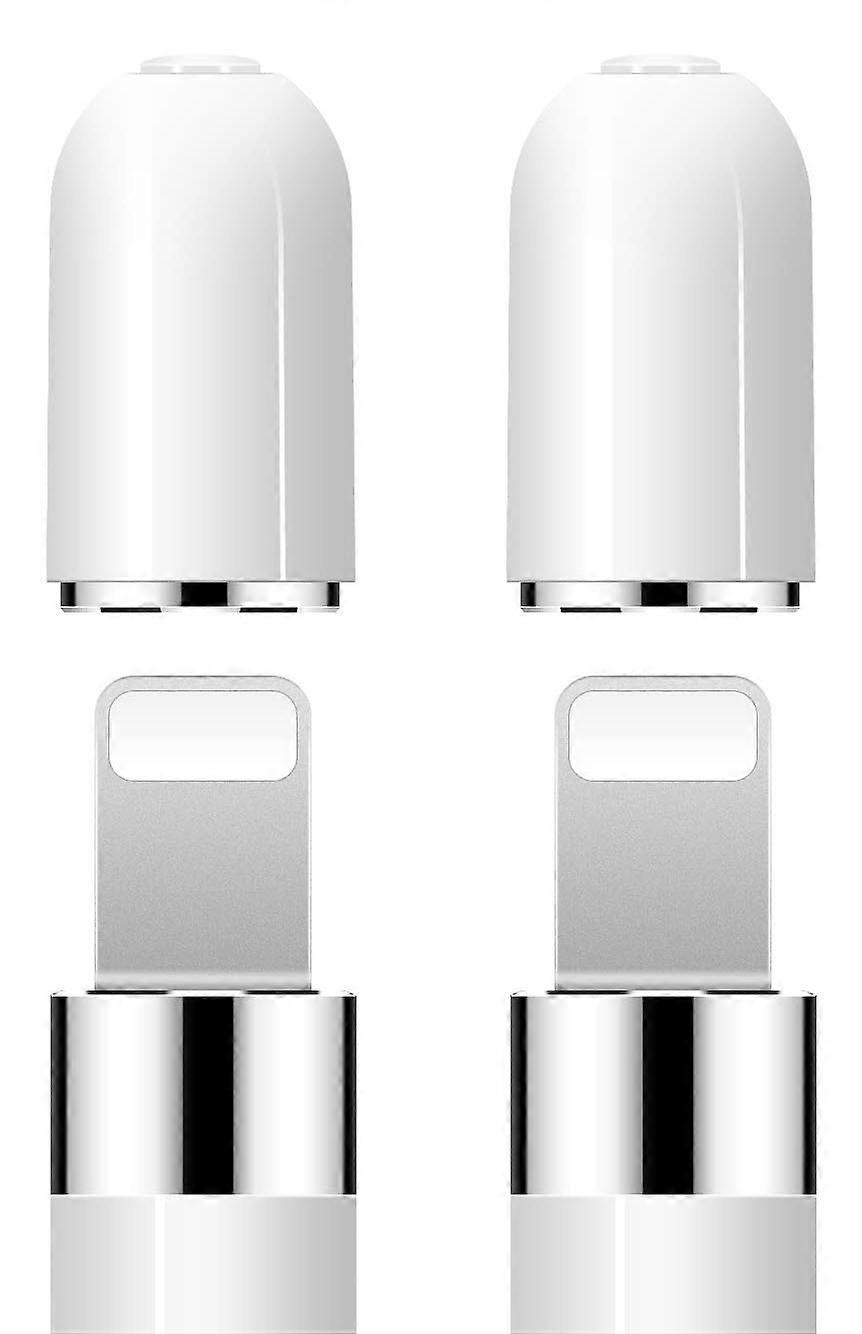 2 Pieces White iPencil Magnetic Replacement Cap Protect Charging Port