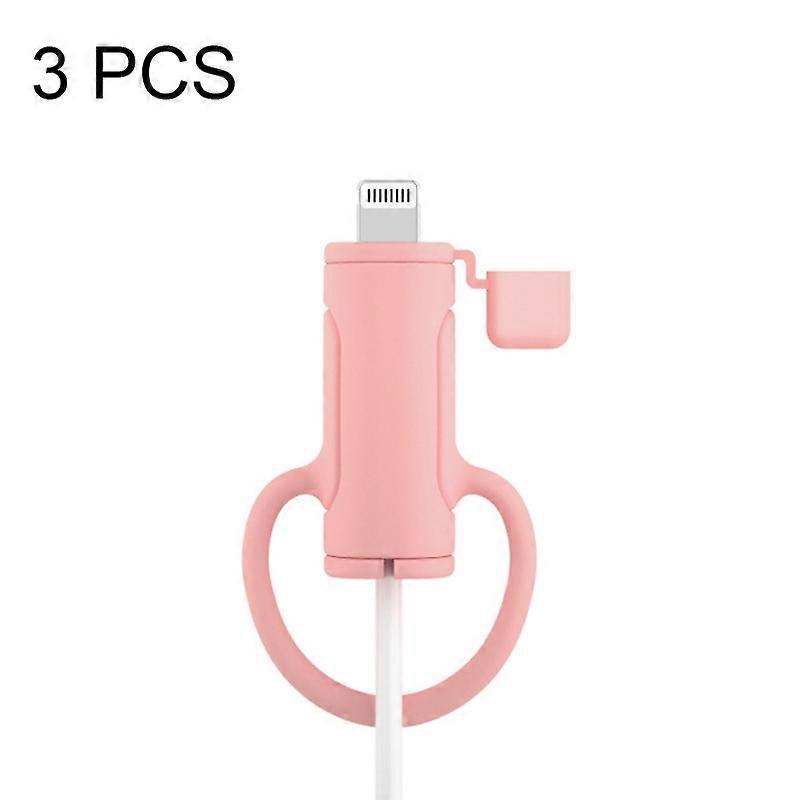 3 PCS Cable Case Set For Apple, Spec:  8 Pin (Pink) Lightning (Pink)