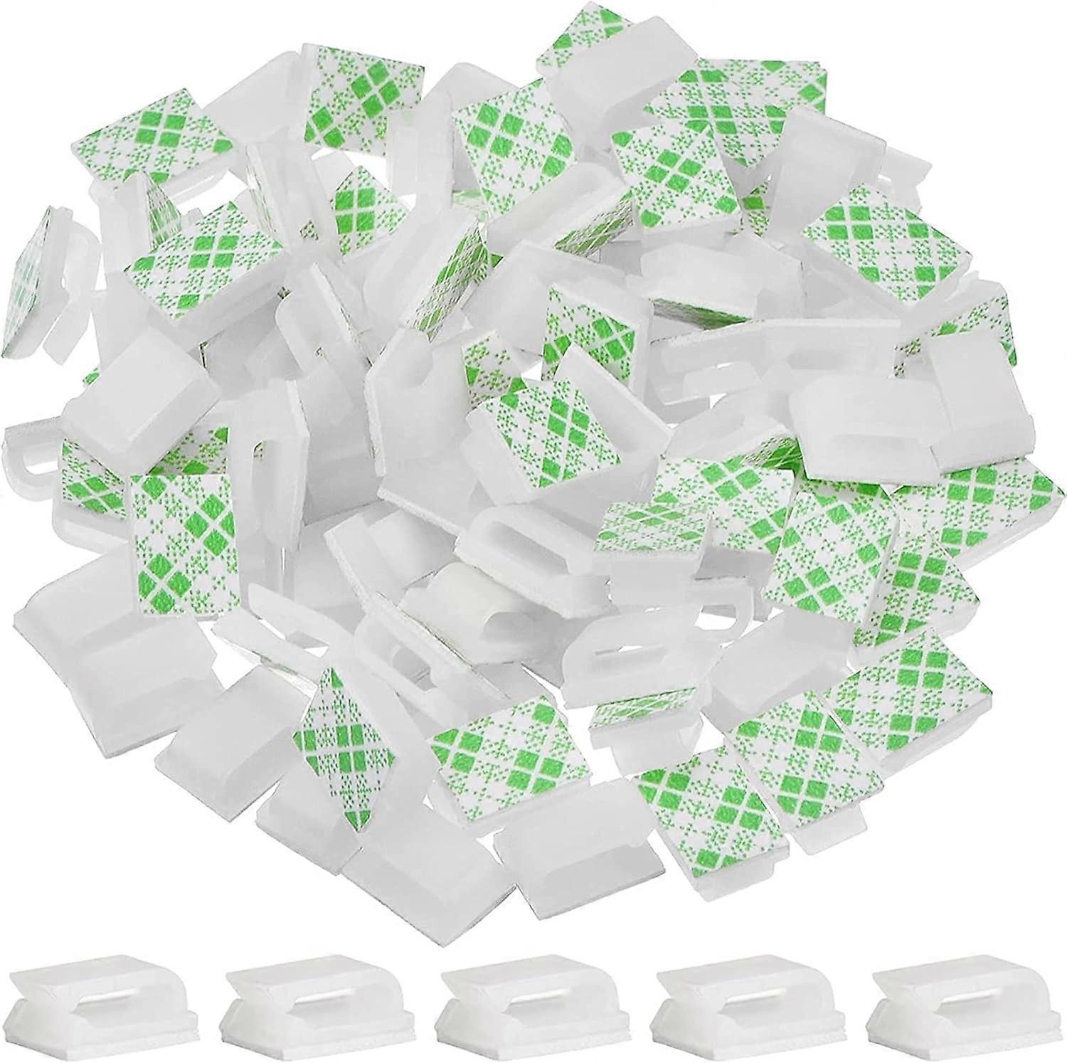 100pcs Adhesive Cable Clips Cable Management Ties Wire Holders White
