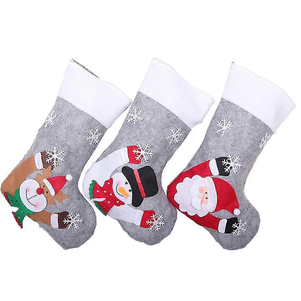 3 Stück Led Weihnachten Strapse Strümpfe Led bestickte Weihnachtsstrümpfe Weihnachtsfee Schneemann Strümpfe