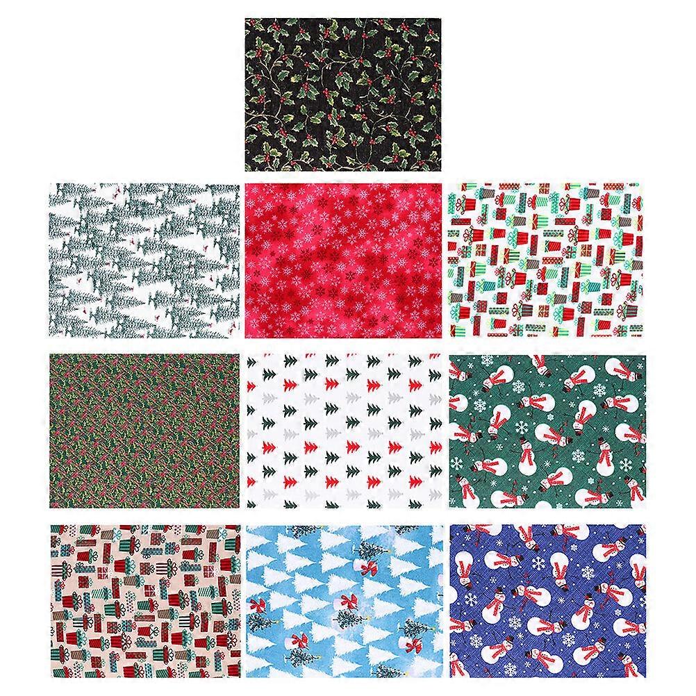 10 Sheets Christmas Theme Patchwork Cloth DIY Floral Pattern Fabric Material