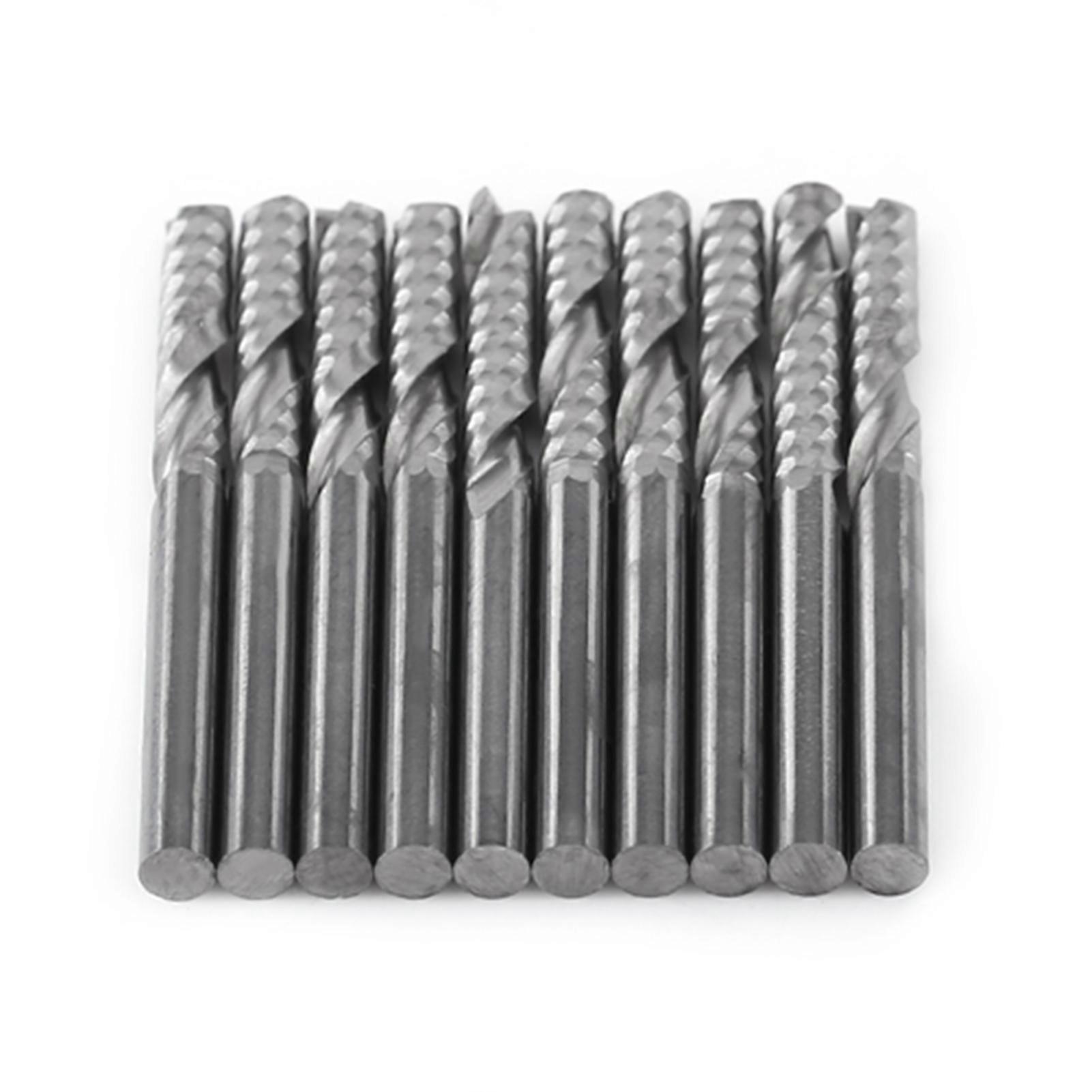 10 stuks enkelvoudige frees CNC-gereedschapsbits met een diameter van 3,175 mm en een snijkantlengte van 22 mm