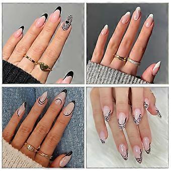 4 Sets of Almond Shape Short Ins STYLE Armor Pieces Wear Armor Ballet Nail Finished Press on Nails