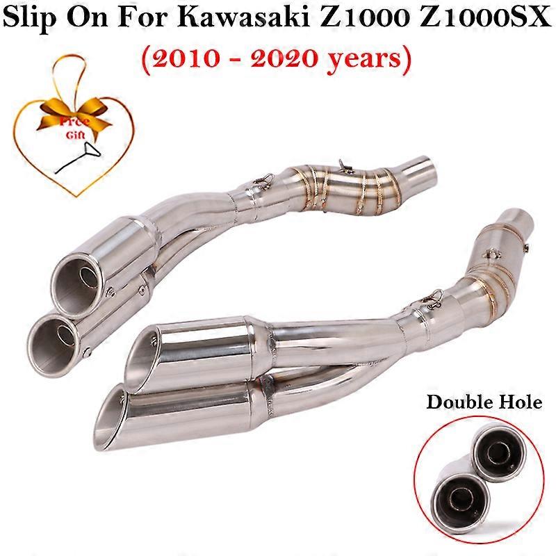 Silenciador de Escape com duplo orifício para motocicleta, tubo de enlace médio, DB Killer, para Kawasaki Z1000, Z1000SX, aos 2010 a 2020