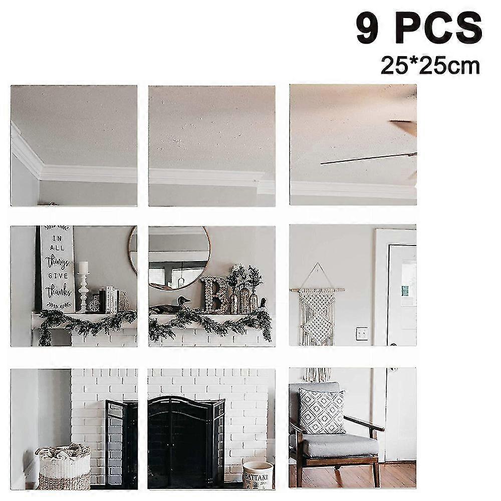 9pcs Removable Acrylic Mirror Setting Wall Sticker Decal
