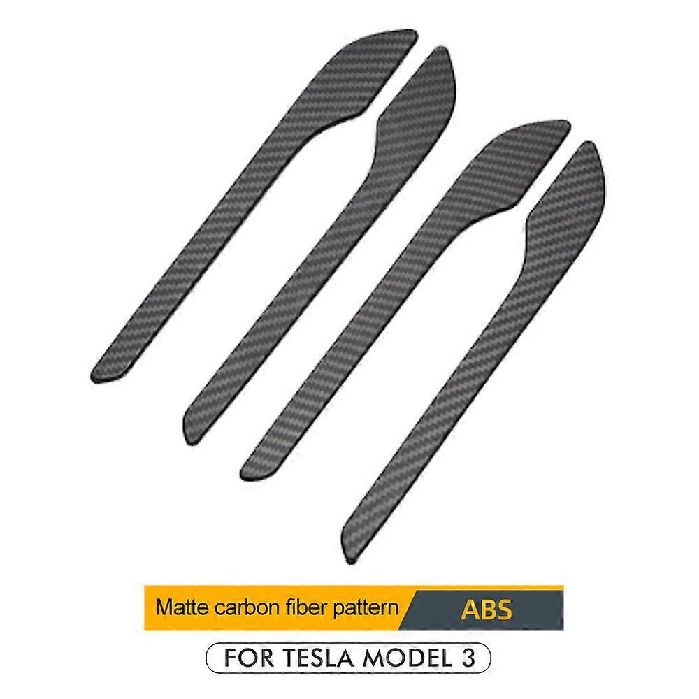 Door Handle Protector Wrap For Tesla Model Y 3 2023 2017-2022 Accessories ABS Material Carbon Fiber Color Door Handle Cover