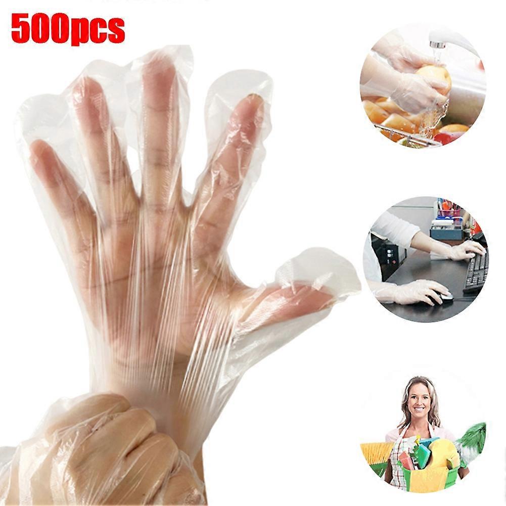 500Pcs Restaurant Kitchen Transparent Cleaning Cooking Plastic Disposable Gloves