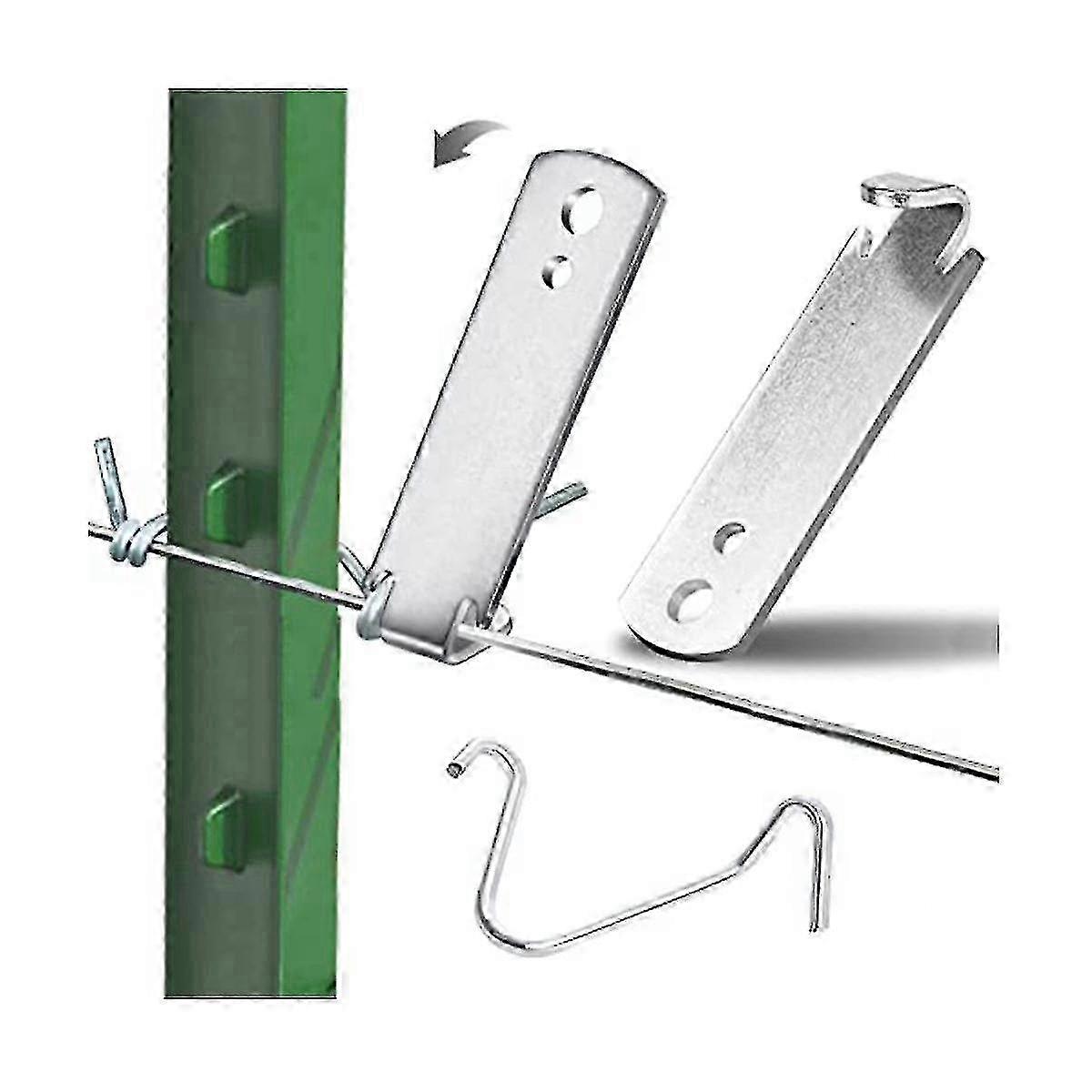 2 Pcs Fence Wire Twister 10 Pcs T Post Clips, Save Time Barb Wire Fence Tools For Fixing Fence Wi