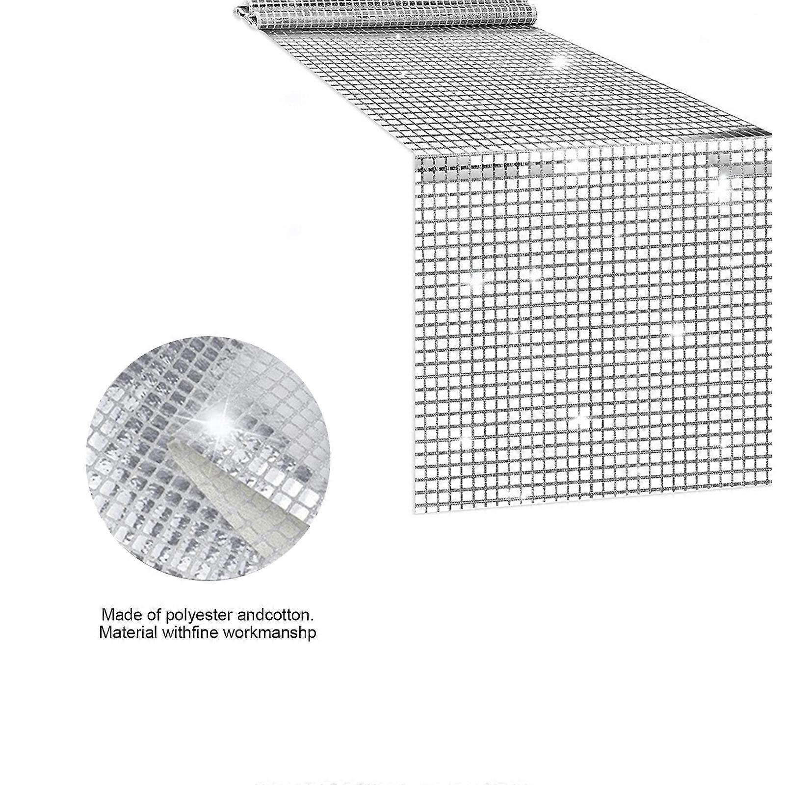 Silberner Glitzer-Tischläufer – 30x275 Cm, Disco-Party-Design, Aus Pailletten & Polyester, Vielseitig Einsetzbar
