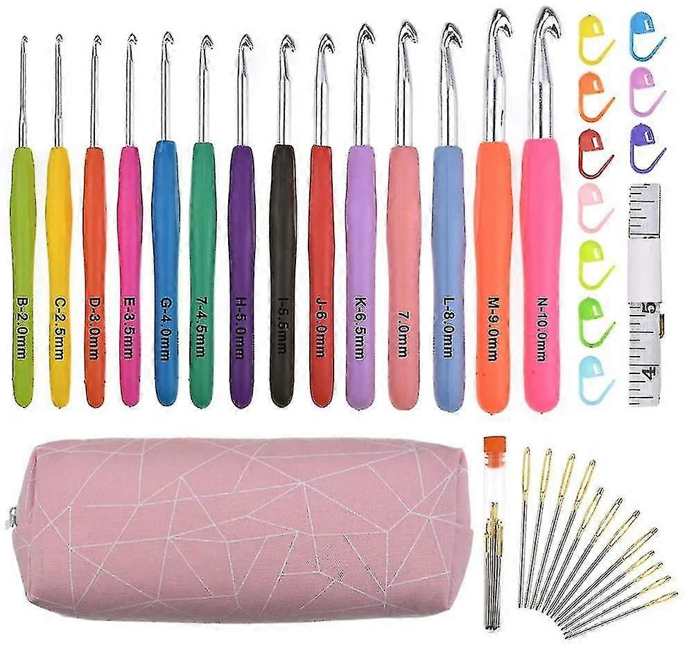 Crochet Hooks Set With Ergonomic Handle Grip Storage Case Extra Long Crochet Hook Needles