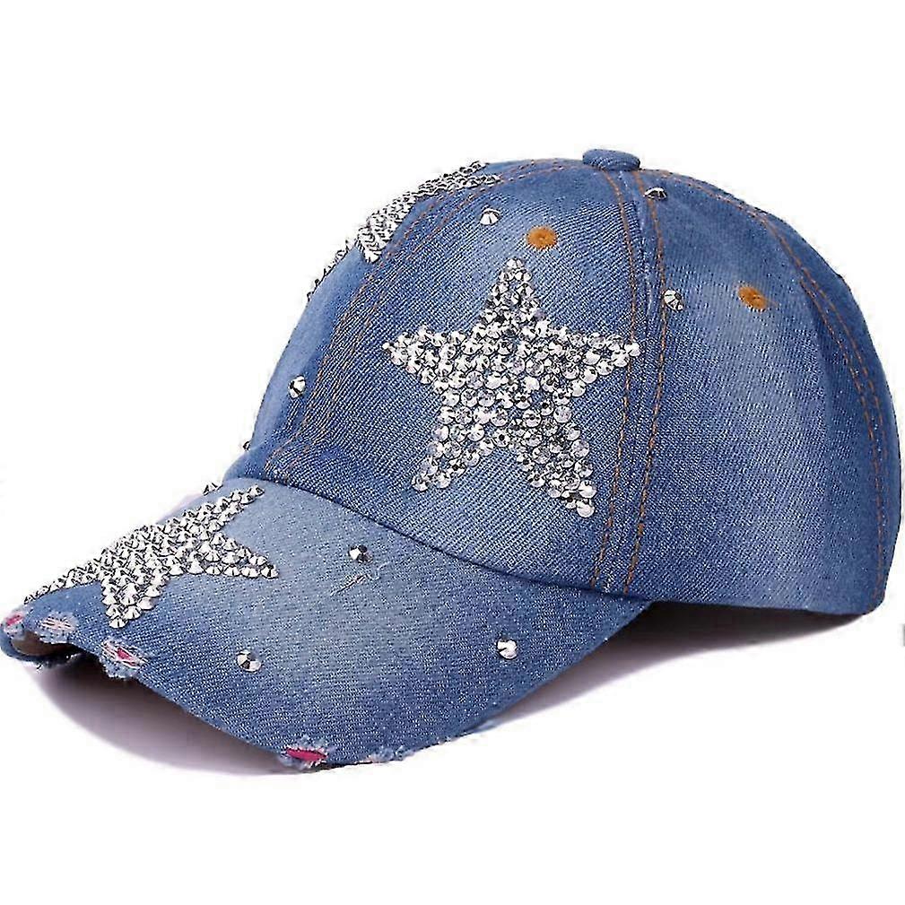 Women's Rhinestone Cap Star Rivet Denim Baseball Cap Sun Hat