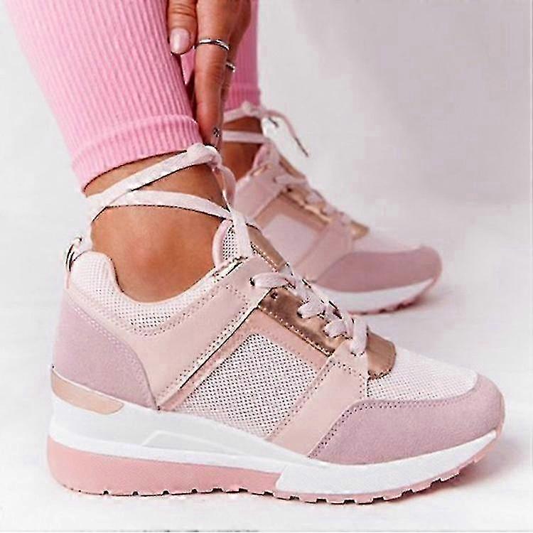 Scarpe comode casual vulcanizzate da donna - Zeppa stringata Sport Snickers