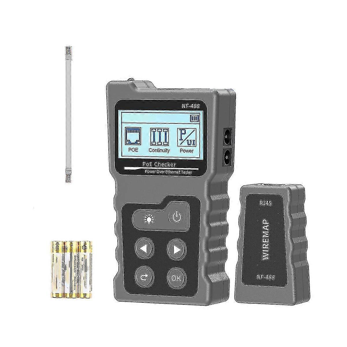 -488 Poe Tester Inline Tester do zasilania przez Ethernet Voltage Power Current Test Rj45 Network Cable Continuity Tester