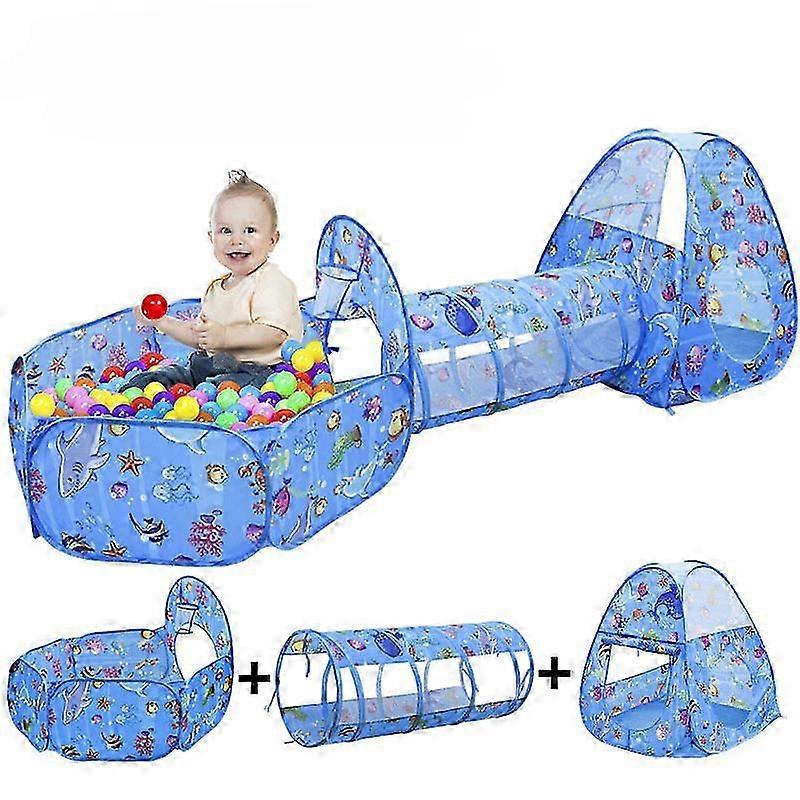 אוהל משחק בור כדור לילדים עם מנהרה, אוהל משחק מקורה וחיצוני לזחילת מנהרה אוהל משחק חדר כושר (3 יחידות / סט)