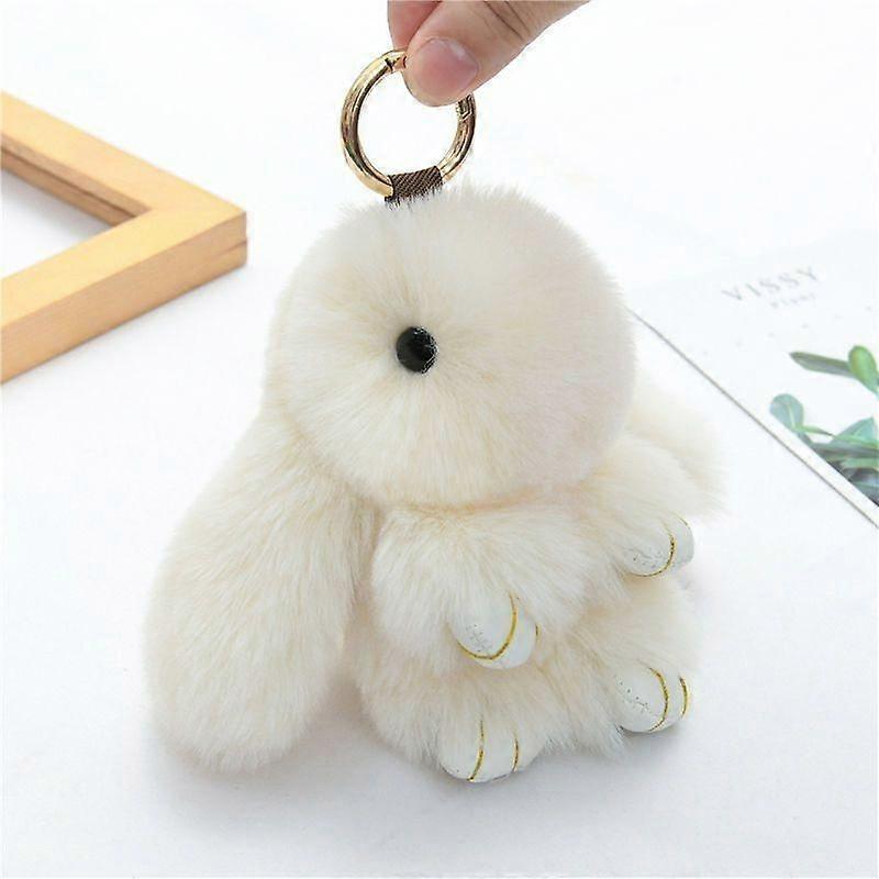 Adorable Fur Bunny Fluffy Rabbit Plush Toy Keyring Bag Charm Pendant Keychain