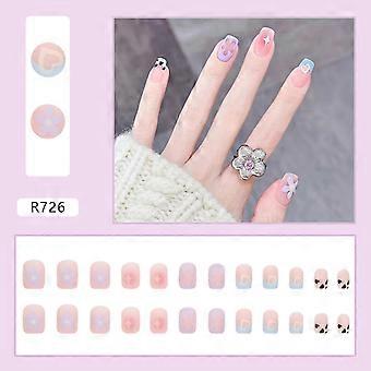 Gradiënt Ster Bloem Press-on Nagels Zoet Charmant Opnieuw te gebruiken Valse Nagels Jelly Lijm Model