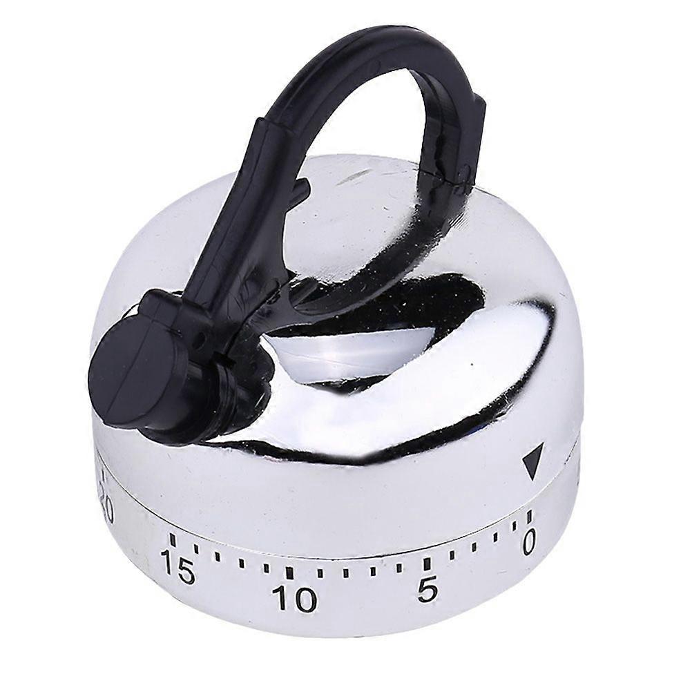 Kettle Design Mechanical Timer Kitchen Timer Household Cooking Time Manager Baking Reminder for Student Home (Silver)