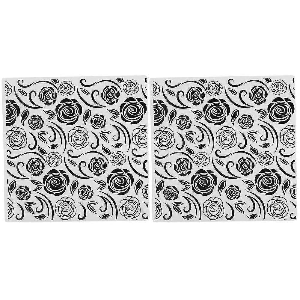 2Pcs EM200 Embossing Folder Rose Pattern DIY Plastic Embossed Template Paper Crafts
