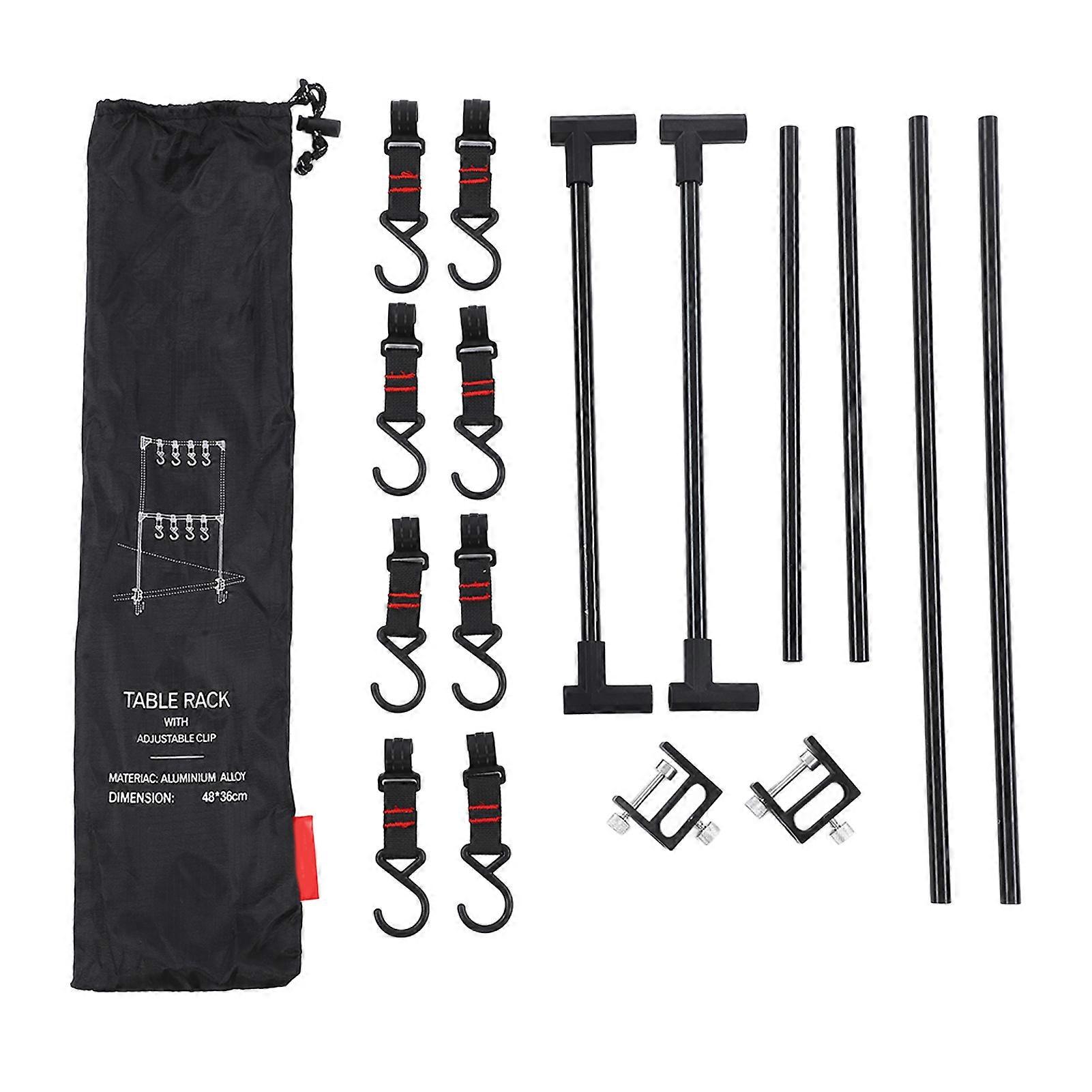 Outdoor Desktop Storage Rack Multifunction Ultralight Portable Desktop Shelf with Adjustable Camp Hooks