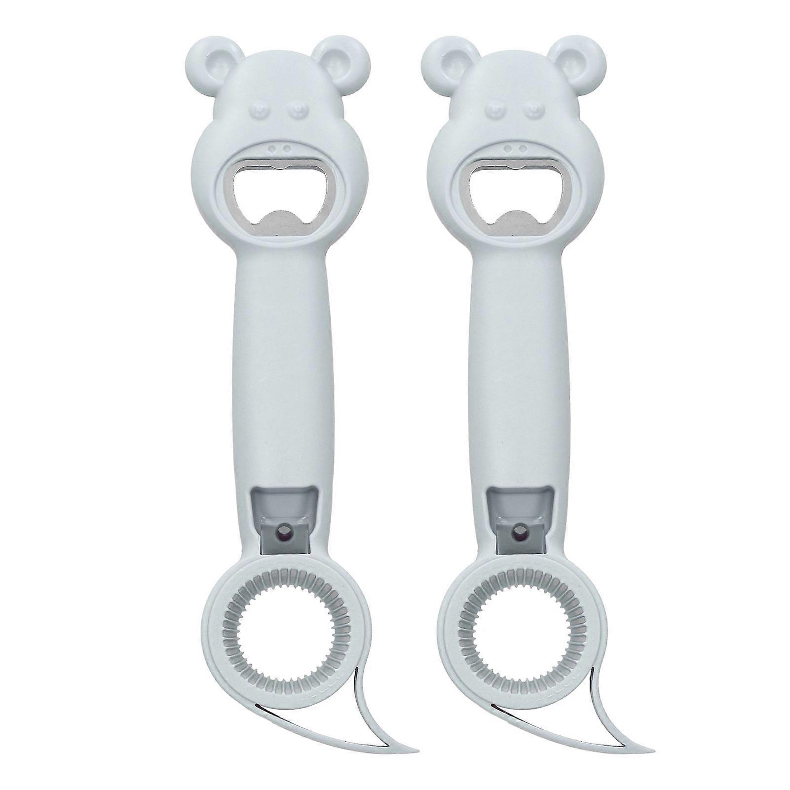 2Pcs 4‑in‑1 Can Opener Universal Portable Manual Drinking Beverage Bottle Opener