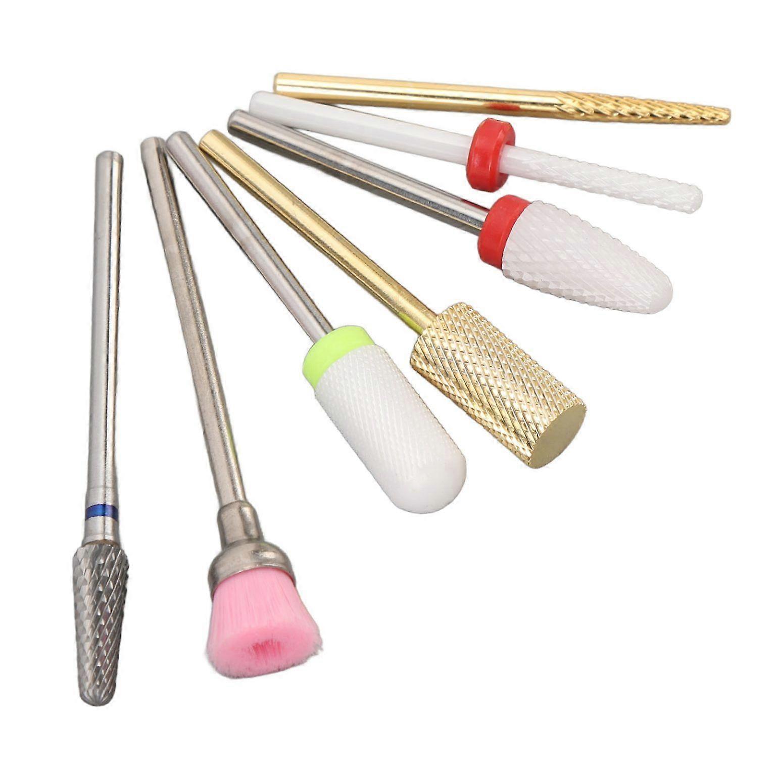 7pcs Tungsten Carbide & Ceramic Nail Drill Bits Set for Nail Drills