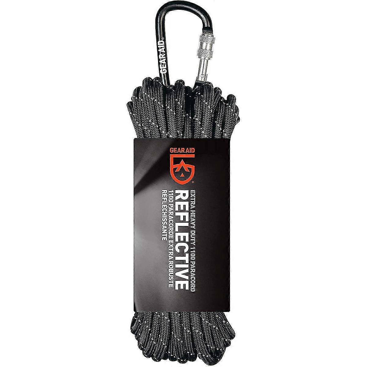 Gear Aid 50 ft. Extra Heavy Duty 1100 Paracord with Carabiner - Black/Reflective