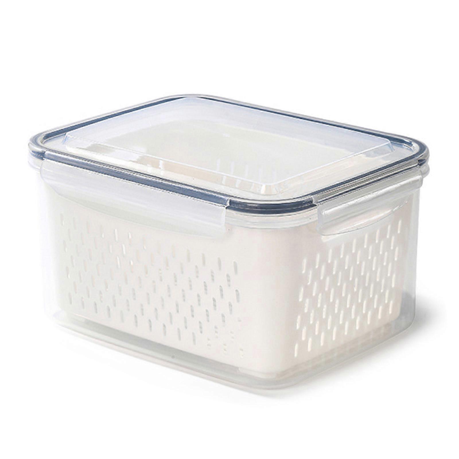 Kitchen Plastic Storage Box Fresh-Keeping Box Refrigerator Fruit Vegetable Drain Crisper Kitchen Storage Containers  L