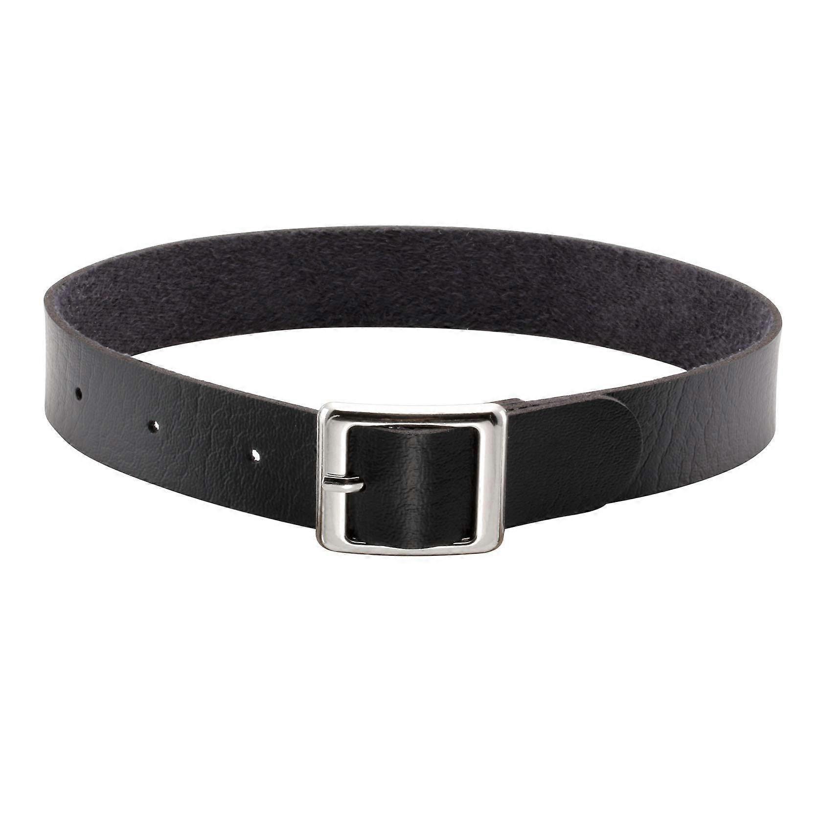 Retro Punk Adjustable Leather Buckle Necklace for Bikers, Simple Style, Unisex Design, Durable Material