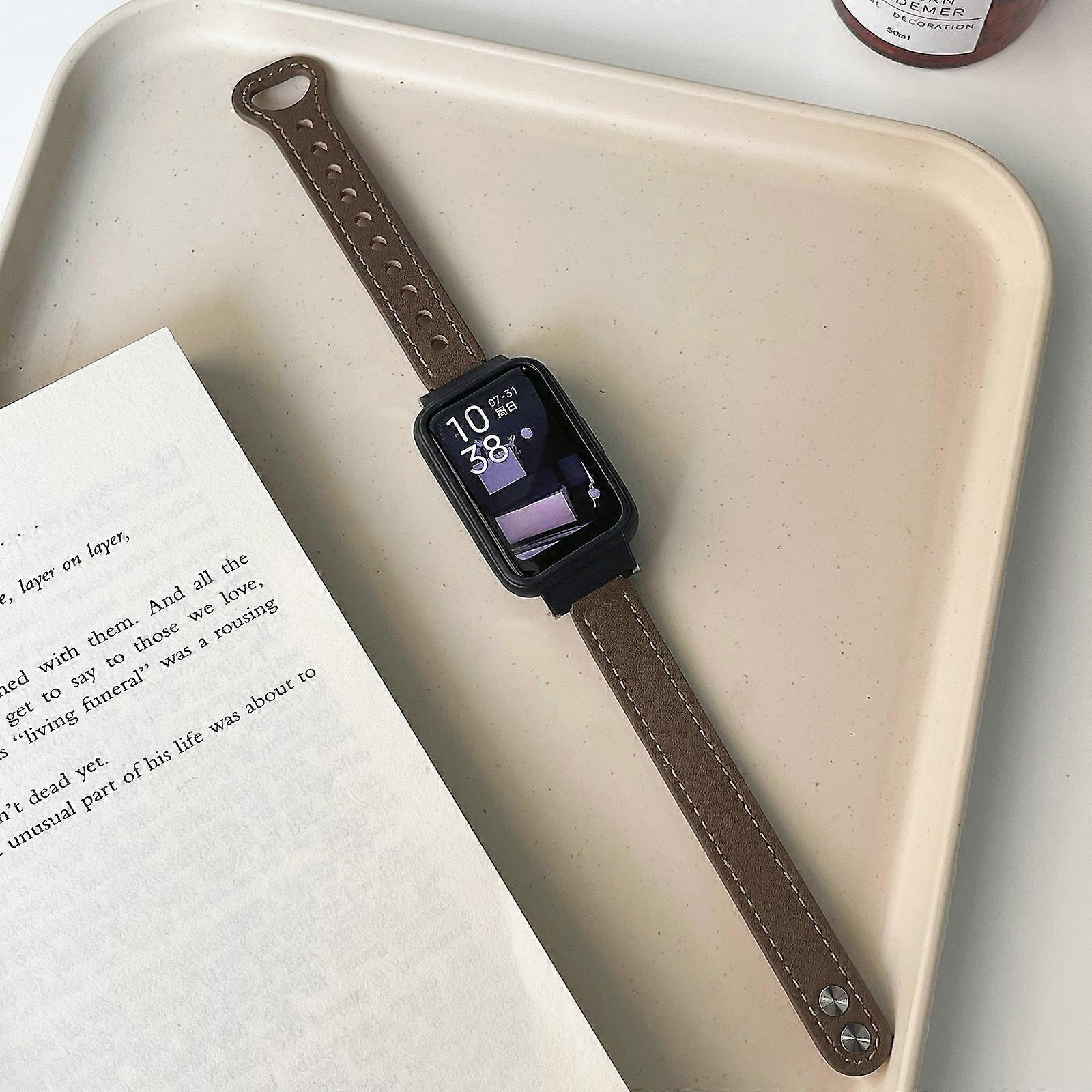 For Xiaomi Mi Band 7 Pro Double Rivets Leather Watch Band