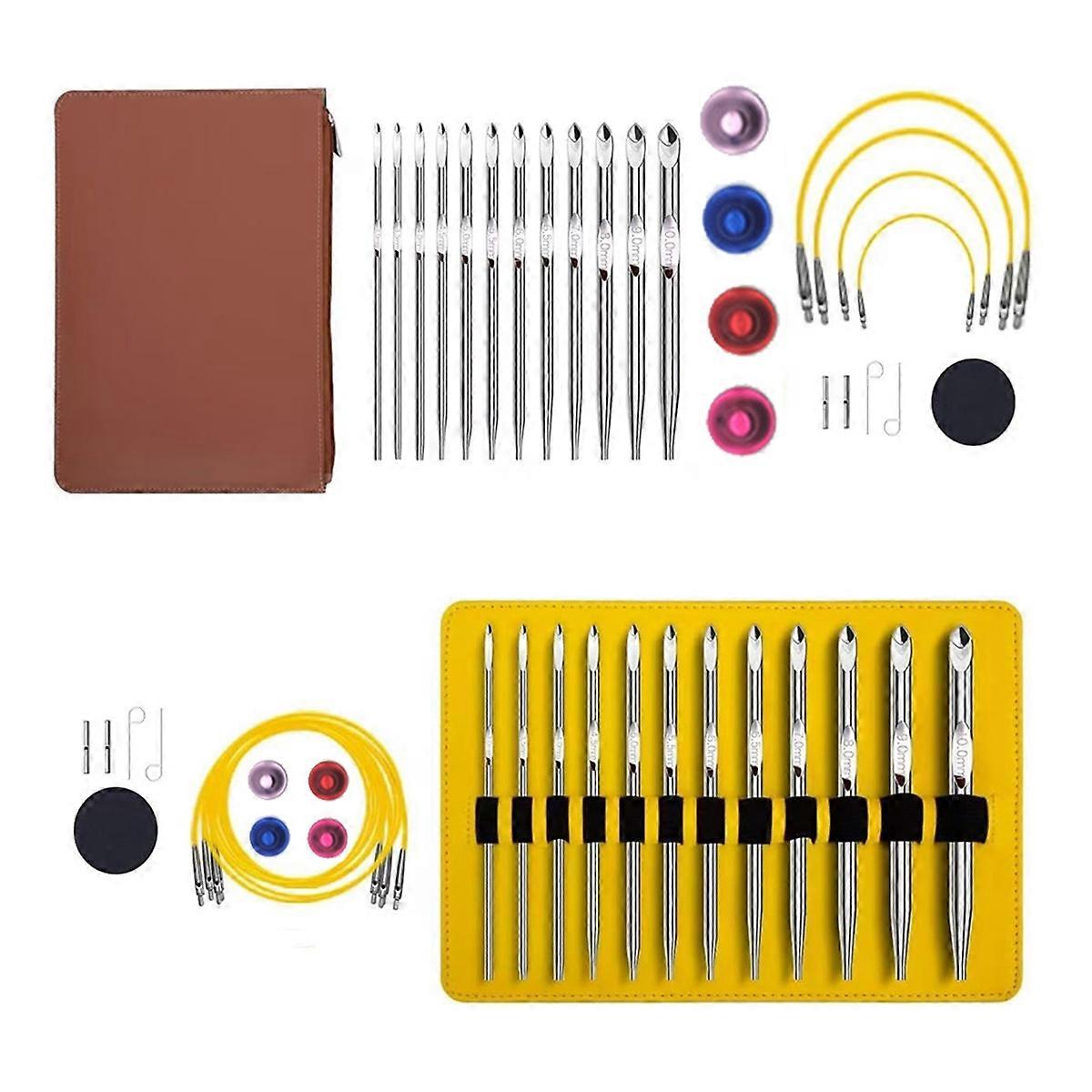 Tunisian Crochet Hook Set with Cable Aluminium Interchangeable Crochet Hook Set Crochet Hook 26 Pcs