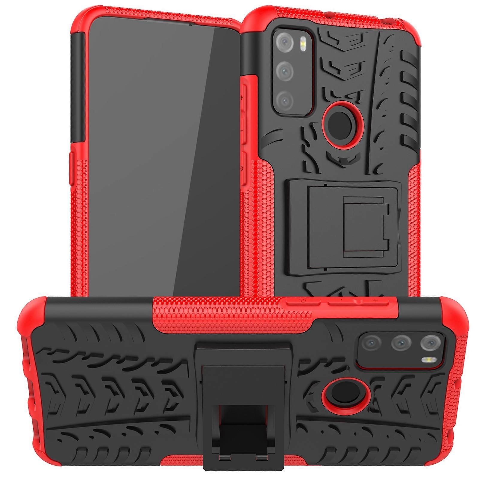 For Alcatel 3L (2021) Tire Texture Shockproof TPU+PC Protective Case with Holder