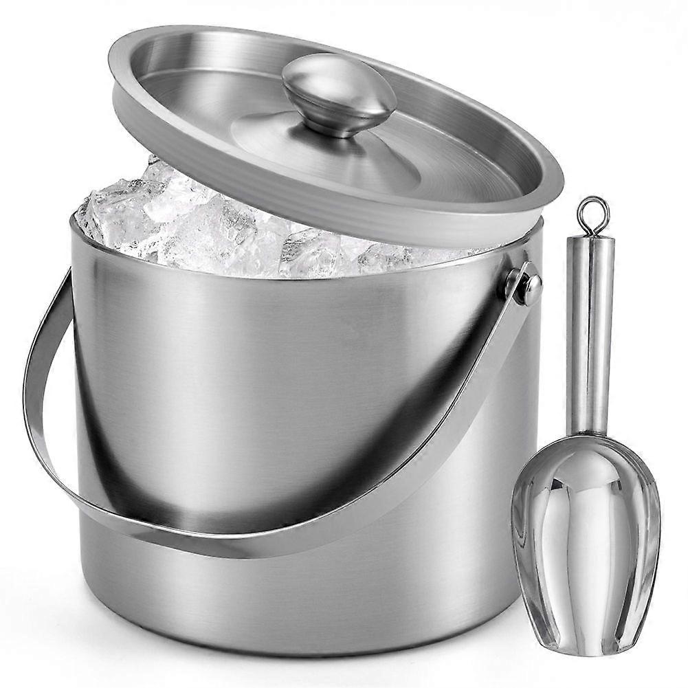 Ice Bucket (3 Liter) Stainless Steel Double Wall Insulated Ice Bucket with Lid & Scoop, Ice Buckets