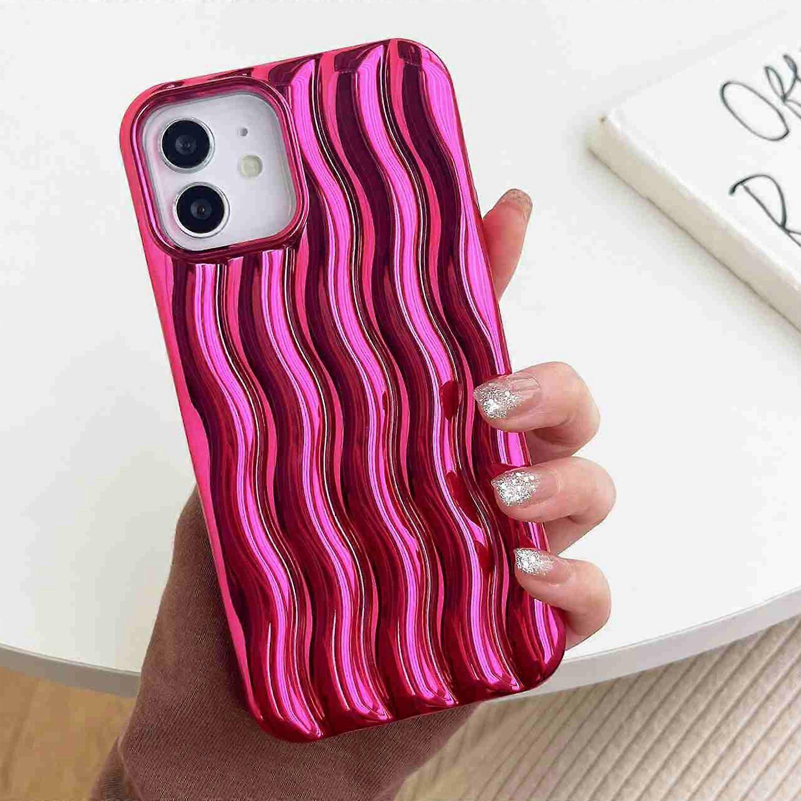 For iPhone 14 Plus Plating 3D Water Wave Texture Phone Case