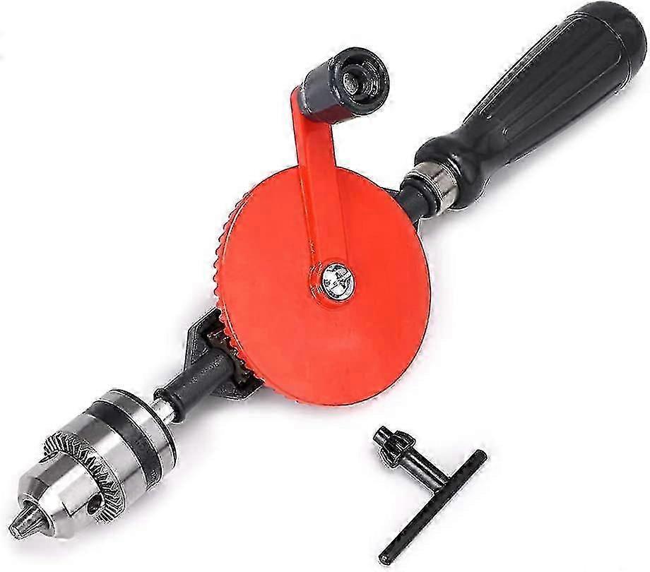 Hand Drill 3/8 Inches, Manual Drill Powerful 1.5-10mm Capacity, Double Pinion Hand Drill For Wood, Bamboo, Fiber, Plastics, Copper And Aluminum