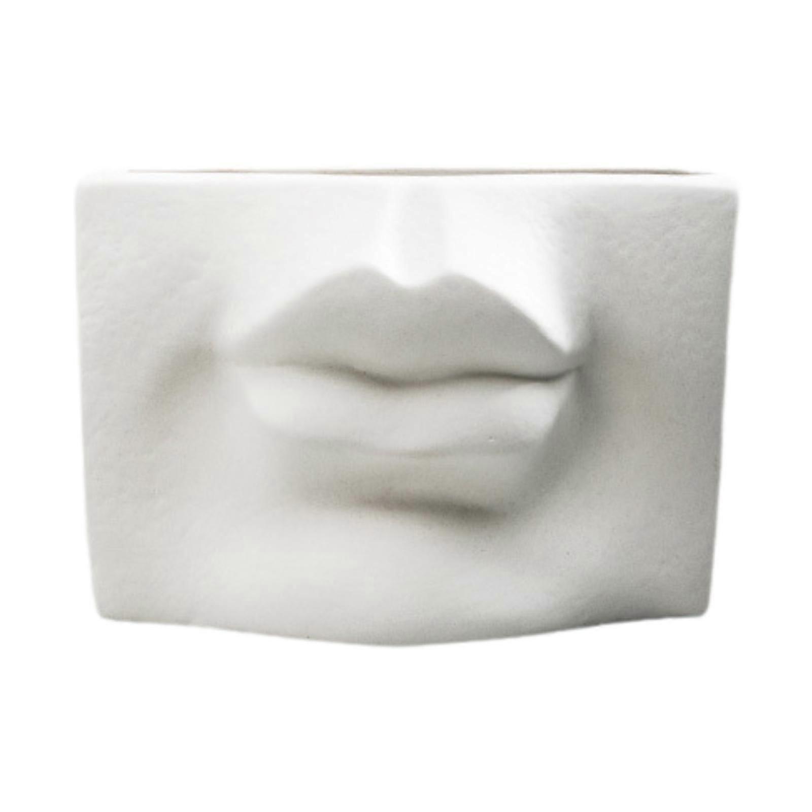 Abstract Face Chopstick Holder Flowerpot Ceramic Planter for Bookshelf Decor Style A