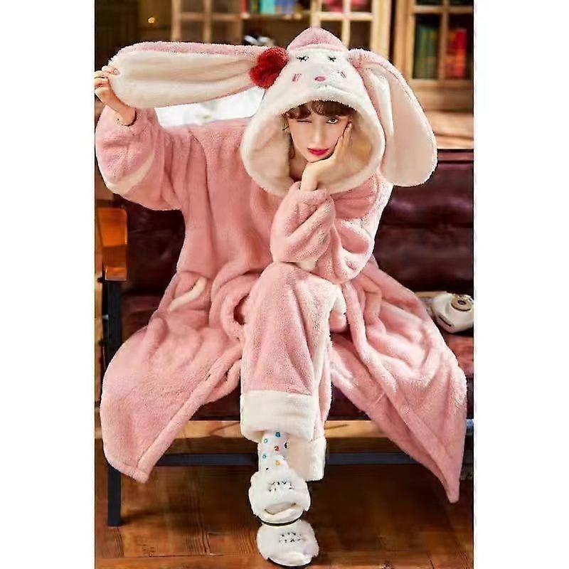 Pijama Takımı Kadınlar Tatlı Sevimli Flanel Sıcak Kalınlaştırmak Sonbahar Kış Ev Takım Elbise Yumuşak Gevşek Pijama Pijama