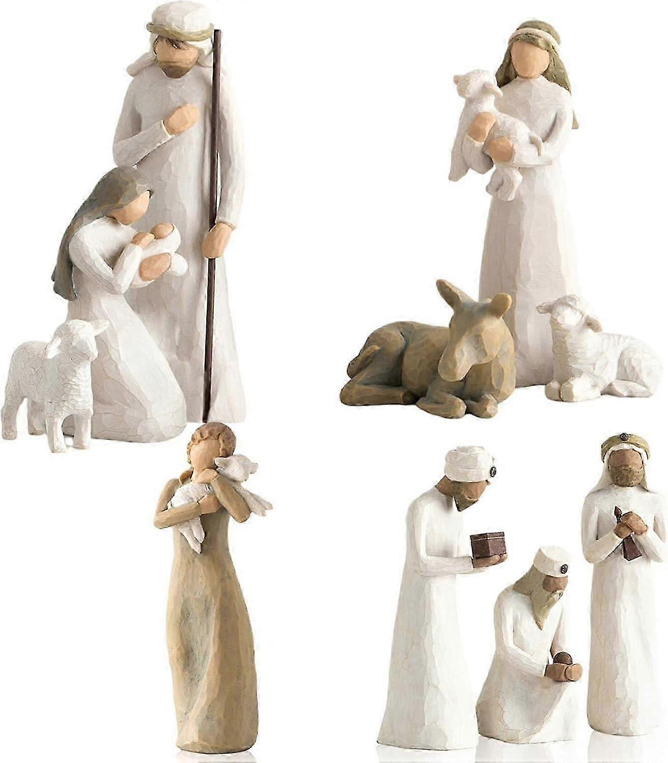 ExquisiteNativity Set Born Scene Willow-Tree Figure, Figures Nativity Resin Nativity Scene, Nativity Scene with Figures, Resin Holy Family