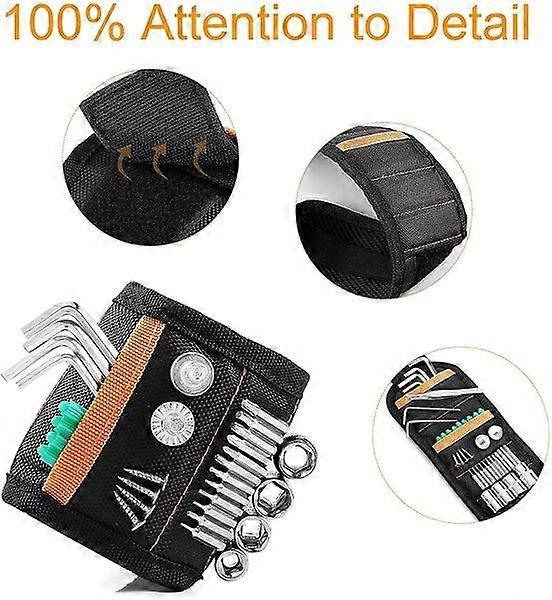 Upgraded Magnetic Wristband with 15 Magnets for Tools, Ideal Gift for DIY Enthusiasts, Lightweight and Durable Design