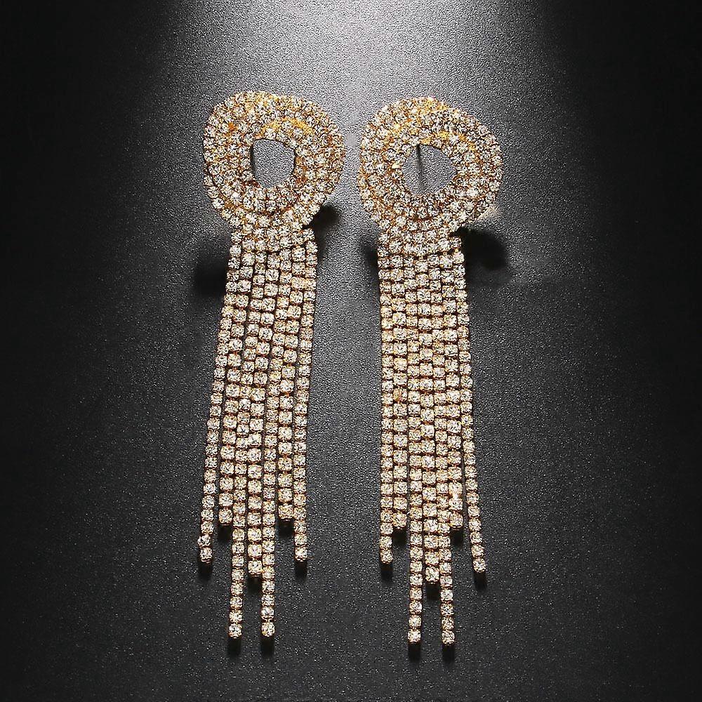 Brincos soviéticos com pingentes longos de strass e flores de broca